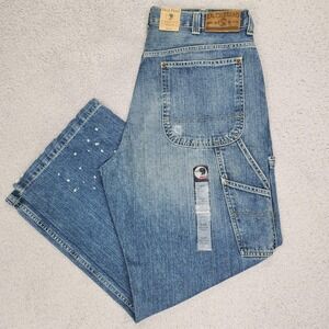 Duck Head Jeans Mens 36x30 Blue Premium Utility Splash Wash Workwear Paint NEW